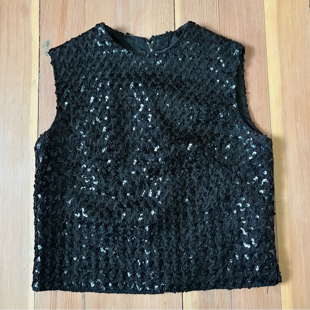 Vintage Parfait Originals Black Sequin Tank Top